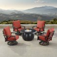thumbnail image 1 of Black Aluminum Fire Table Set with Four Club Chairs, 1 of 6