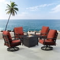 thumbnail image 1 of Black Aluminum Fire Table Set with Four Club Chairs, 1 of 11