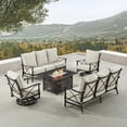 thumbnail image 1 of Black Aluminum Fire Table Set with Two Deep Seating Sofa with Cushions and Two Club Chairs, 1 of 10