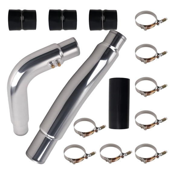 Black Aluminum Intercooler Pipe and Silicone Boot Kit for Dodge Ram 5.9L Cummins Diesel 2003-2007, Mandrel Bent Turbocharger Piping with T-Bolt Clamps, SKU 63593087