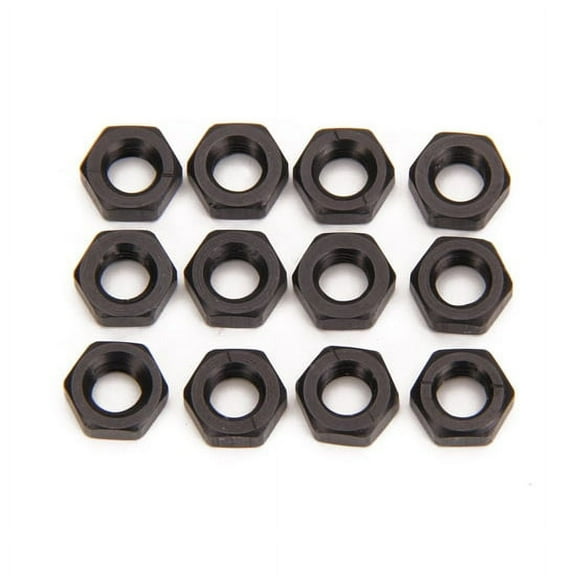 Speedway Motors Black Aluminum Jam Nuts 5/16-24 Fine Thread 7075 Anodized 1/2 Inch Hex RH and LH Threads 12 Pack for Rod Ends Heim Joints Clevis