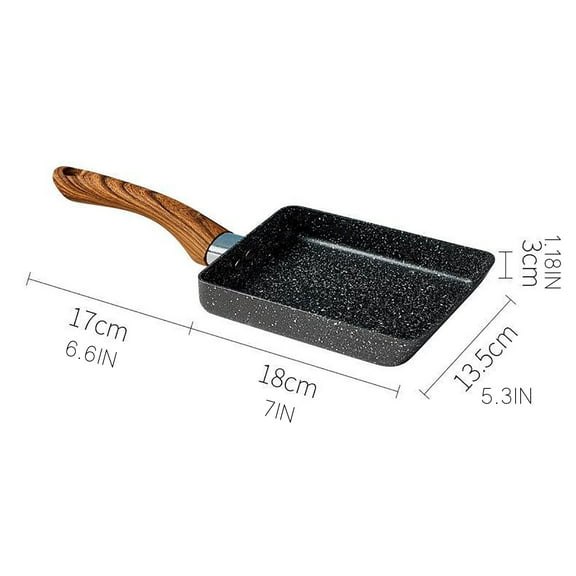 Black Aluminum Japanese Tamagoyaki Pan - Non-Stick Rectangular Omelette Maker for Kitchen, Bento, Crepes & Pancakes (S Size)