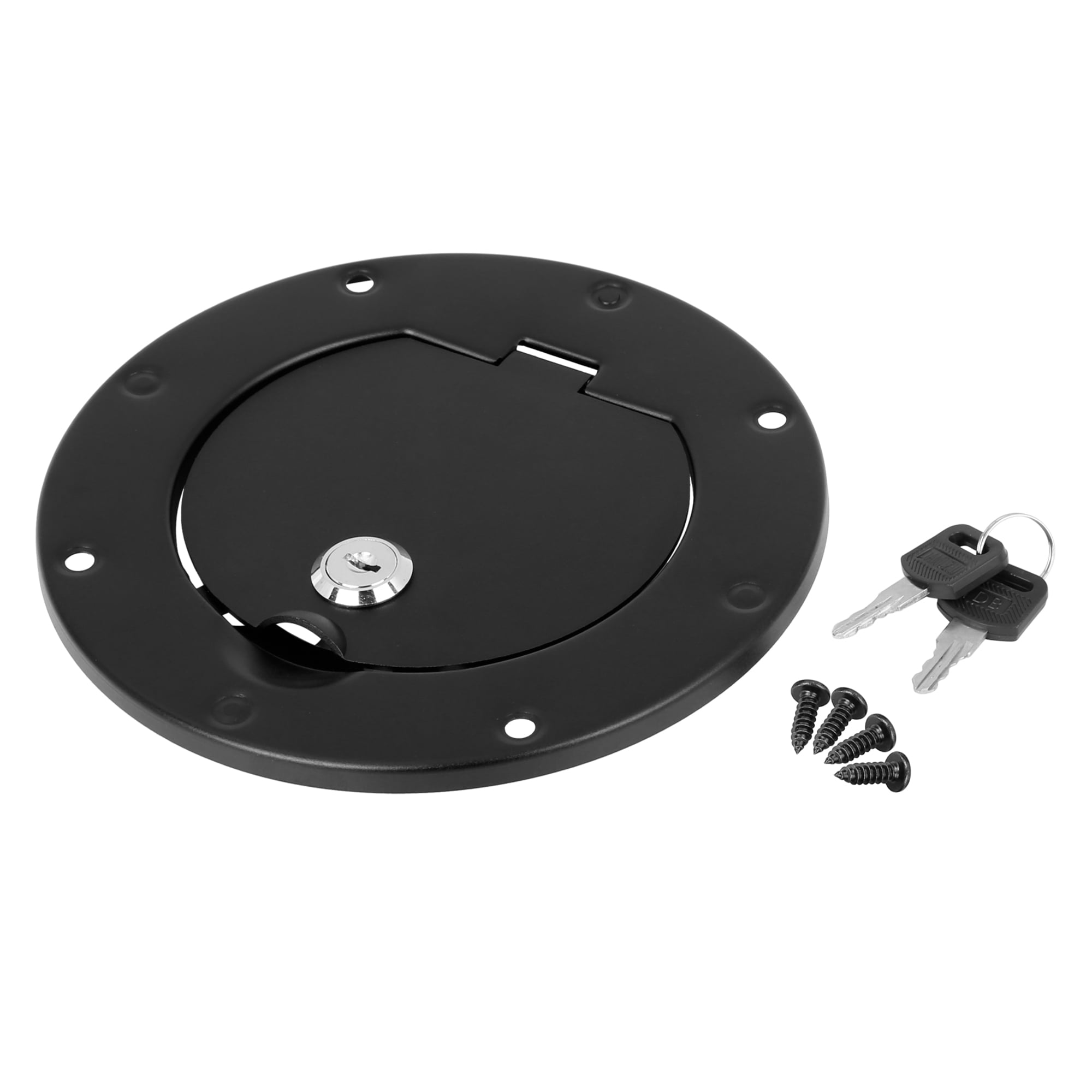 Black Aluminum Locking Gas Cap Fuel Filler Door Cover for Jeep Wrangler