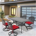 thumbnail image 1 of Black Aluminum Outdoor Dining Set with 4 Swivel Chairs and Rectangular Table, 5-Piece, 1 of 10
