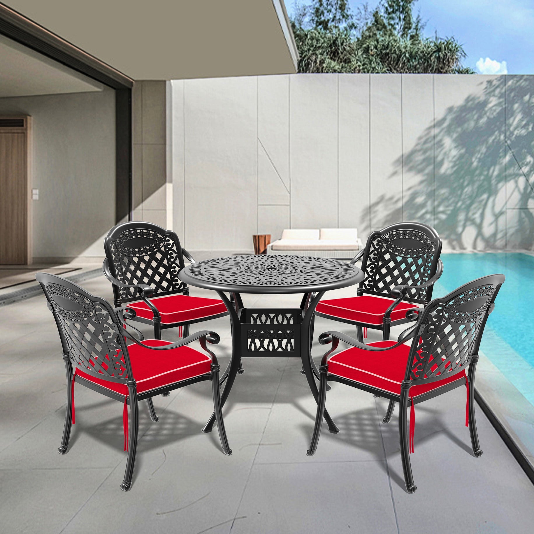 Black Aluminum Patio Furniture Set Natural Curve Design For Comfort black-aluminum-patio-furniture-set-natural-curve-design-for-comfort
