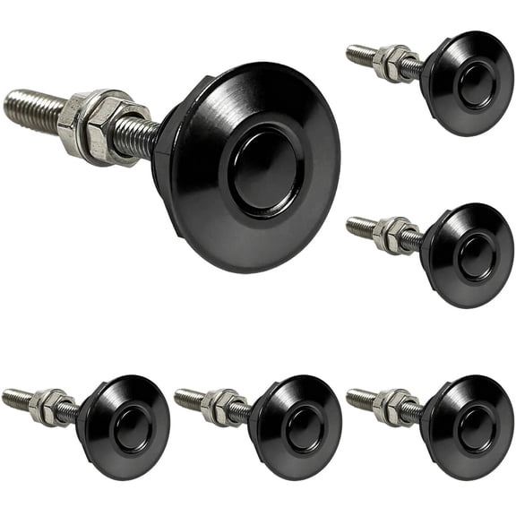 Black Aluminum Quick Release Hood Pins 6 Pack Universal Quick Release Latch 1.18in Push Button Hood Lock Fasteners Vehicle Bumper Trunk License Plate Lock Clip