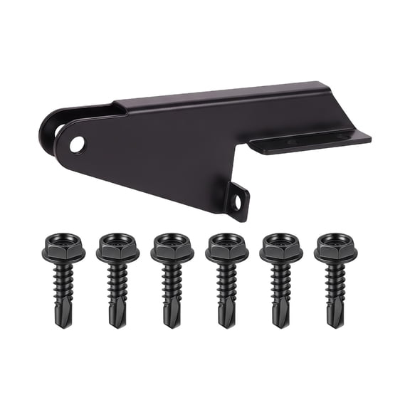 Black Aluminum Screen Door Damper Mount Part with Screws, 10.8 cm Side Jamb Hardware for Entry Frame Repair and Daily Maintenance Work