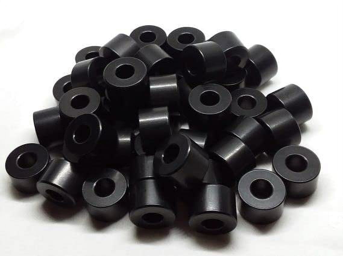 Black Aluminum Spacer 1" OD X 3/8" ID, Round Spacer, Fits Screws Bolts