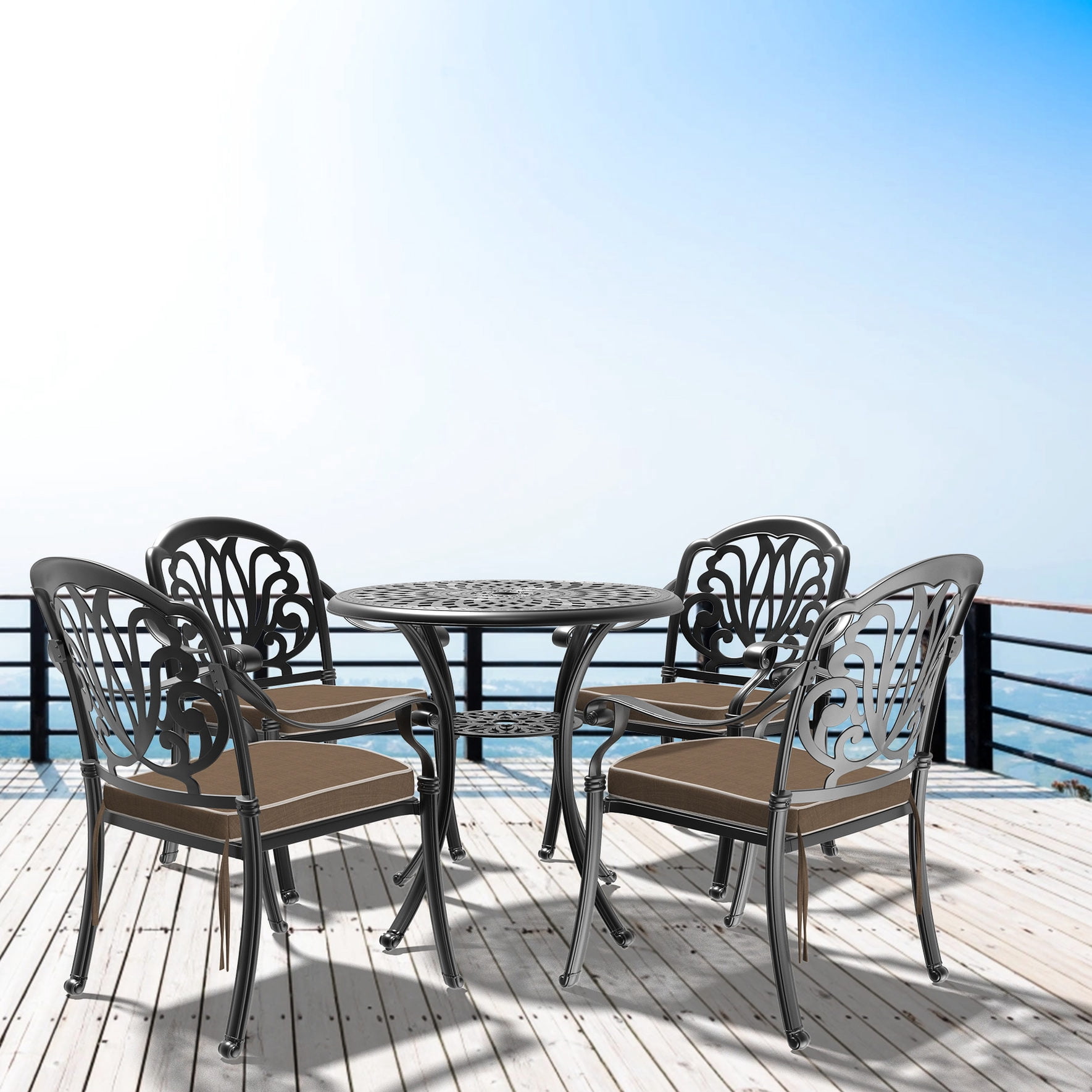 Photo inspiration: Visual Reference: Black Aluminum Table Chairs Weather Resistant Outdoor Dining