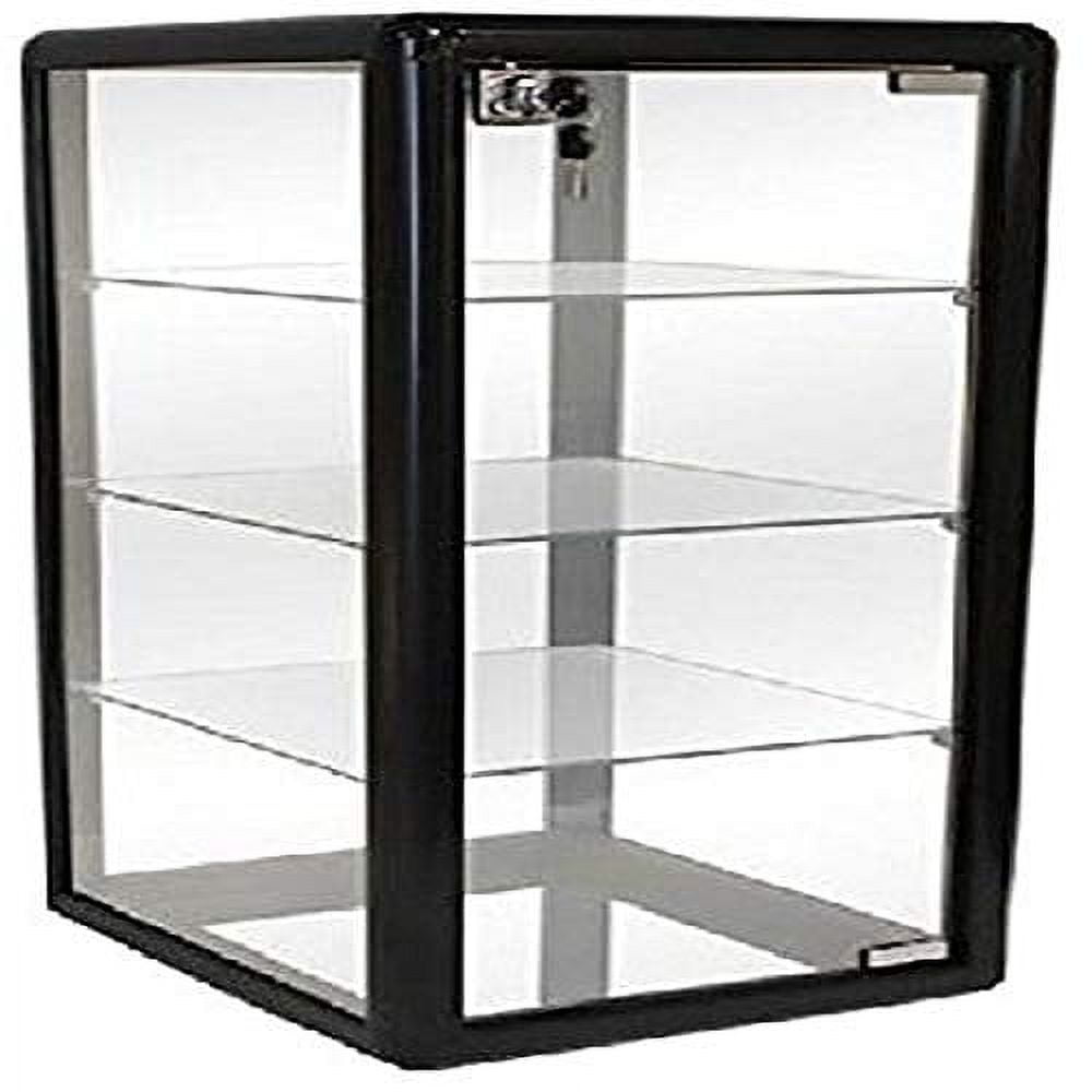 Black Aluminum Table Top Tempered Glass Display Showcase With (3) Glass