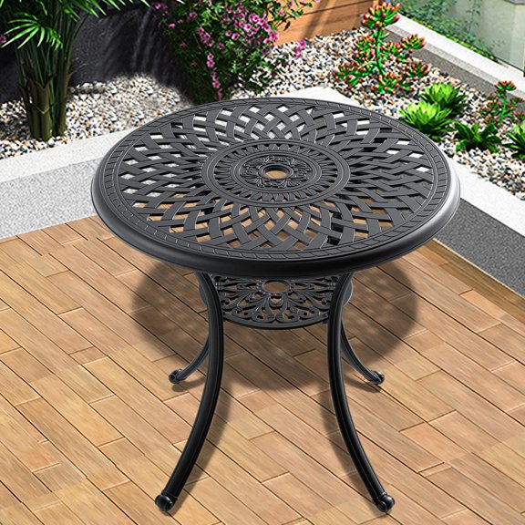 Black Aluminum Table with Stackable Design / Saves Space for Garden Storage