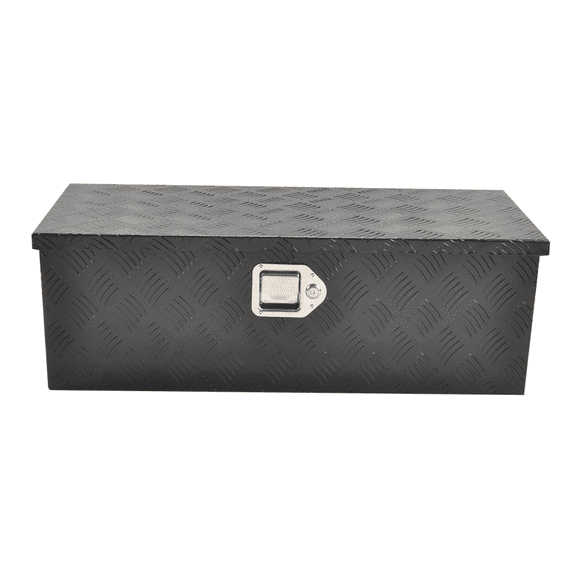 Black Aluminum Truck Bed Tool Box - 30" Underbody Storage w/ Lock, Weatherproof. Fits Pickup Trucks. Secure 5-Bar Tread Design.