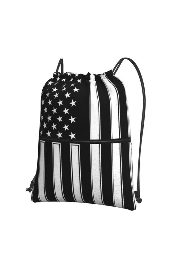 Black America Flag Drawstring Backpack Bag Water Resistant Yoga Shopping Cinch Bag Sackpack For Men Women