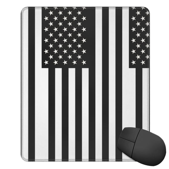 Black America Flag Square Mousepad Non Slip Rubber Base Mouse Mat For Office Laptop 11.8"X9.8" Inch