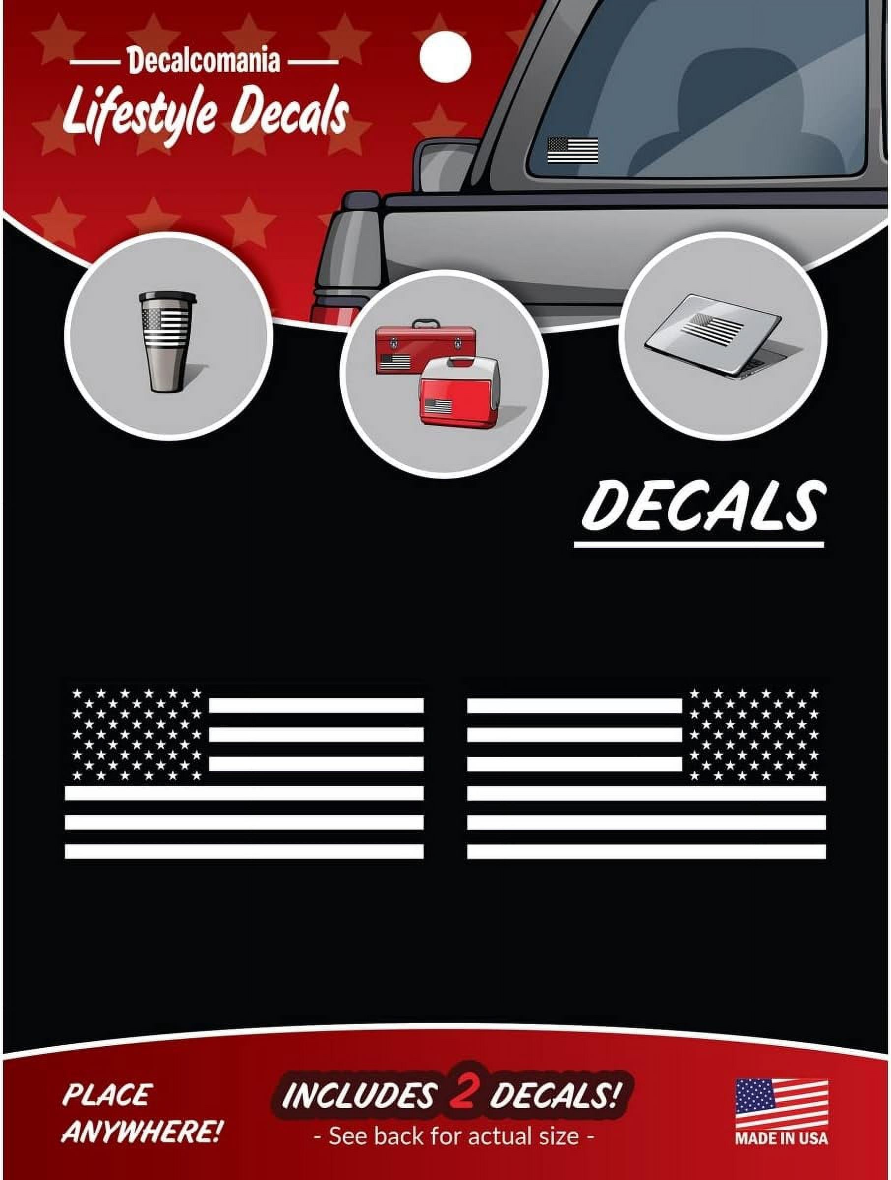 Black American Flag Decal Set of 2 American Flag Stickers for Car