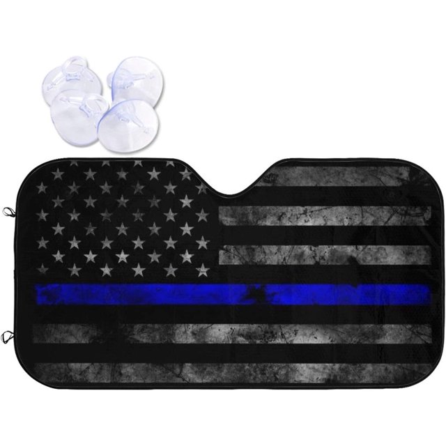 Black American Flag Pattern Car Windshield Sun Shade Foldable Sun Visor