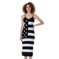 thumbnail image 1 of Black American Flag Print Slim Fit Midi Cami Dress, American Flag Fashion Summer Maxi Sexy Casual Dress For Women. Gifts For Us Independence Day, 4Th Of July, 1 of 4