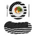 thumbnail image 1 of Black American Flag Round Placemats Set of 6 for Dinning Tables, Heat-proof Braided Table Mats 15 Inch, Vintage USA Flag Washable Place Mat for Kitchen Restaurant Party Decor Supplies Table Setting, 1 of 9