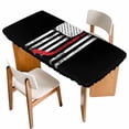 thumbnail image 1 of Black American Flag Table Cloths for 4 Foot Rectangle Tables, Vintage Red Hockey Star Strip Flag Patio Waterproof Elastic Fitted Tablecloths, Washable Rectangular Table Cover for Camping, 1 of 8