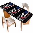 thumbnail image 1 of Black American Flag Table Cloths for 8 Foot Rectangle Tables, Abstract Red Hockey Stripes Us Flag Patio Waterproof Elastic Fitted Tablecloths, Washable Rectangular Table Cover for Camping, 1 of 8