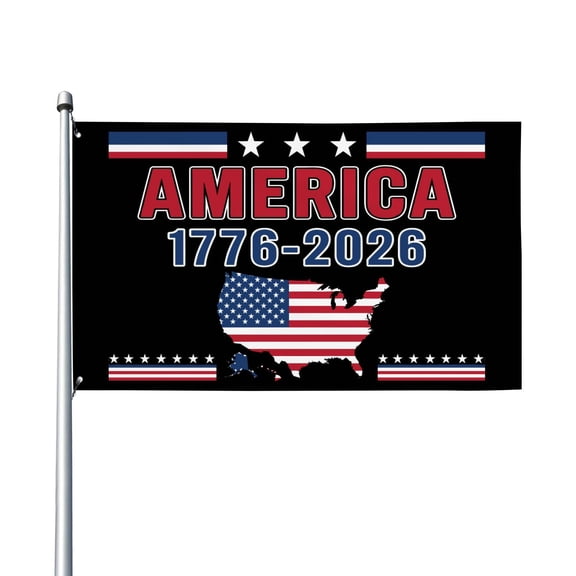Black American Flag with Pole, 250Th, 3X5 American Flag, American 250Th Anniversary, Outdoor Yard Decorations, Independence Day, Banner, 1 Pc