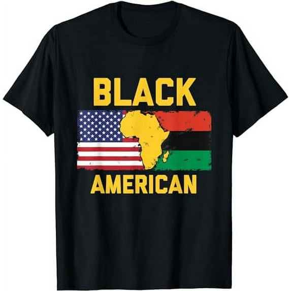 Black American design with Pan-African and American Flag T-Shirt