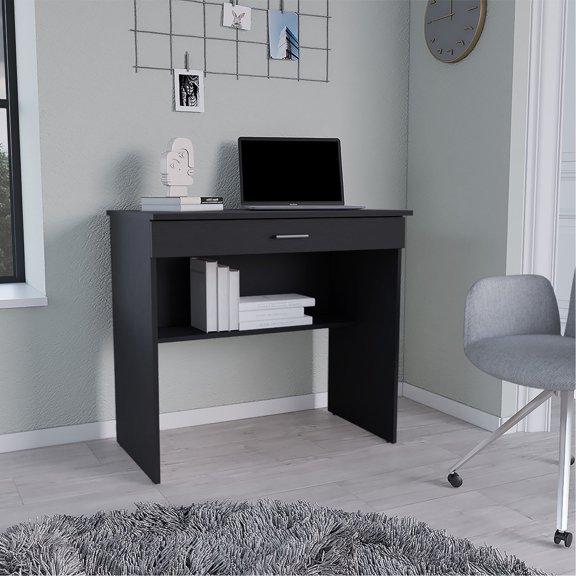 Black - Ample drawer with handle - Creative workspace - Durable pine wood desk