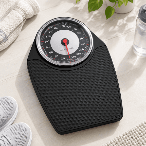 Black Analog Body Weight Scale, 350 Lb Capacity, Large Easy-to-Read Numbers