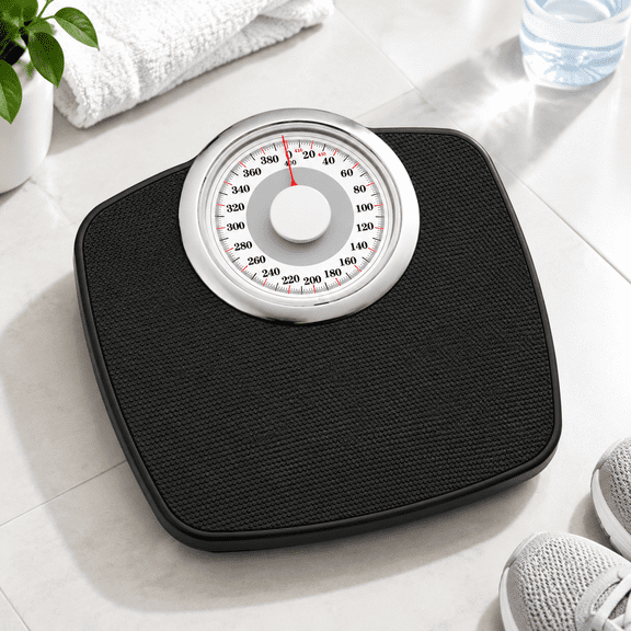 Black Analog Body Weight Scale, 400 Lb Capacity, 12.4x10.2 Inch Platform