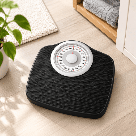 Black Analog Body Weight Scale, 400 Lb Capacity, 12.4x10.2 Inch Platform
