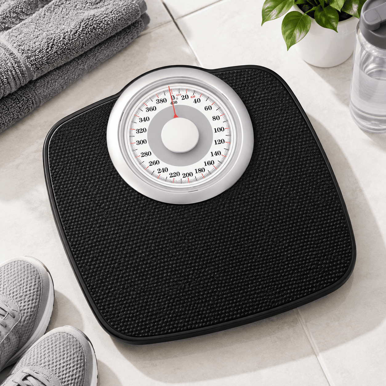 Black Analog Body Weight Scale, 400 lb Capacity, Textured Non-Slip ...