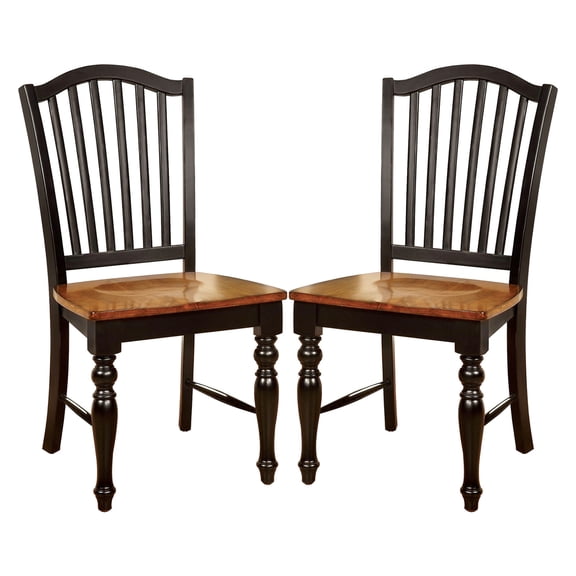 Black And Antique Oak Dining Chairs Of 2, , Rectangular Shape 2 Elegant Side In Oak, Room Decor
