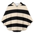 thumbnail image 1 of Black And Beige Horizontal Stripes Blanket Oversized Wearable Hooded Blanket Warm Throw Blanket Buttons Sweatshirt For Women Men Teens Flannel, 1 of 8