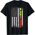 thumbnail image 1 of Black And Blessed Melanin Beautiful Black American Flag T-Shirt, 1 of 4