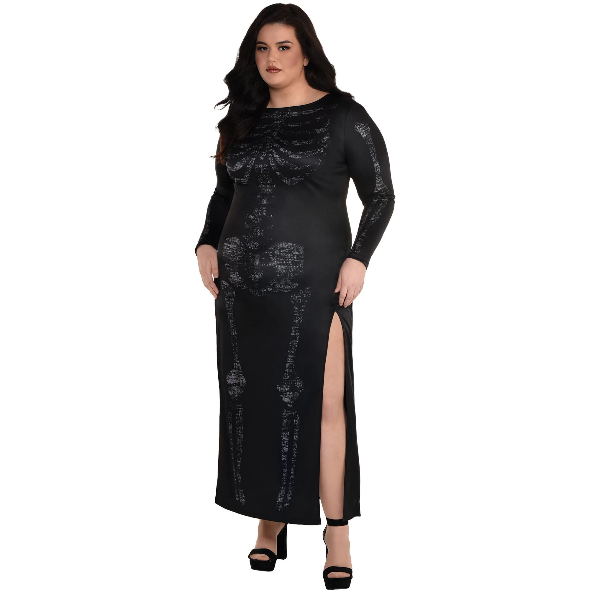 knee length dresses for ladies 1950s Halloween Skull Rose Lace Mesh Dress main image 1