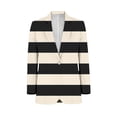 thumbnail image 1 of Black And Cream Stripes Pattern Men Blazers Slim Clothing Summer Jacket Man Oversize Daily Suits Tops, 1 of 5