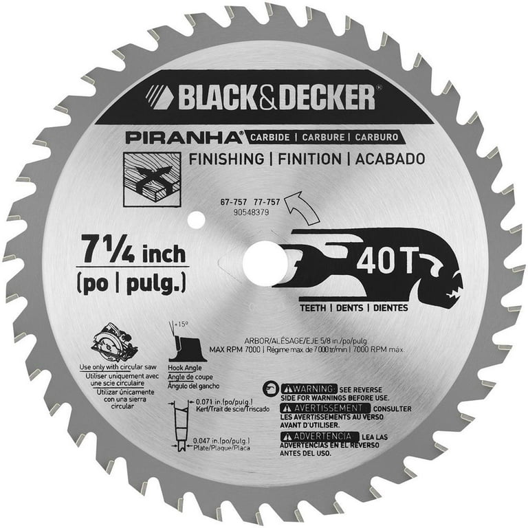 BLACK + DECKER Piranha 40T Carbide Saw Blade, 7.25 Inch - Jay C
