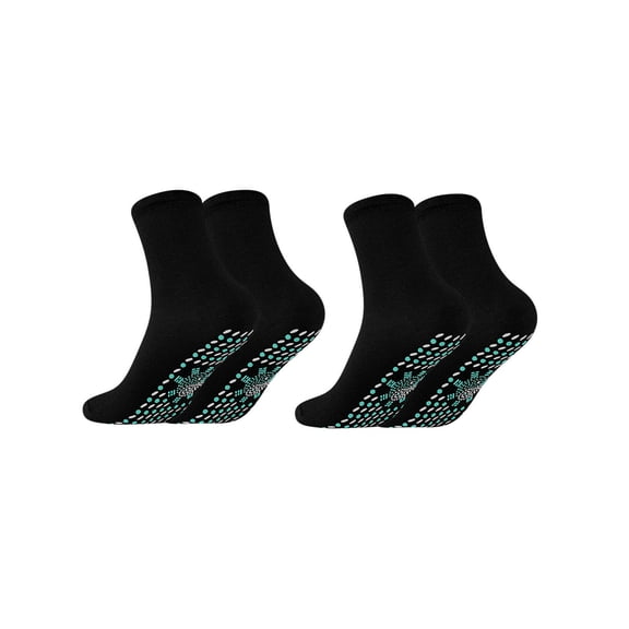 2 Pairs Self-Heating Comfortable Elastic And Durable Massage Warm And Cold-Proof Cotton Black Free Size
