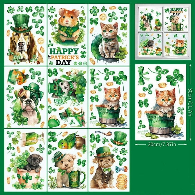 Deals 2024 Irish St. Patrick'S Four Leaf Grass Wall Decal Mall Shop