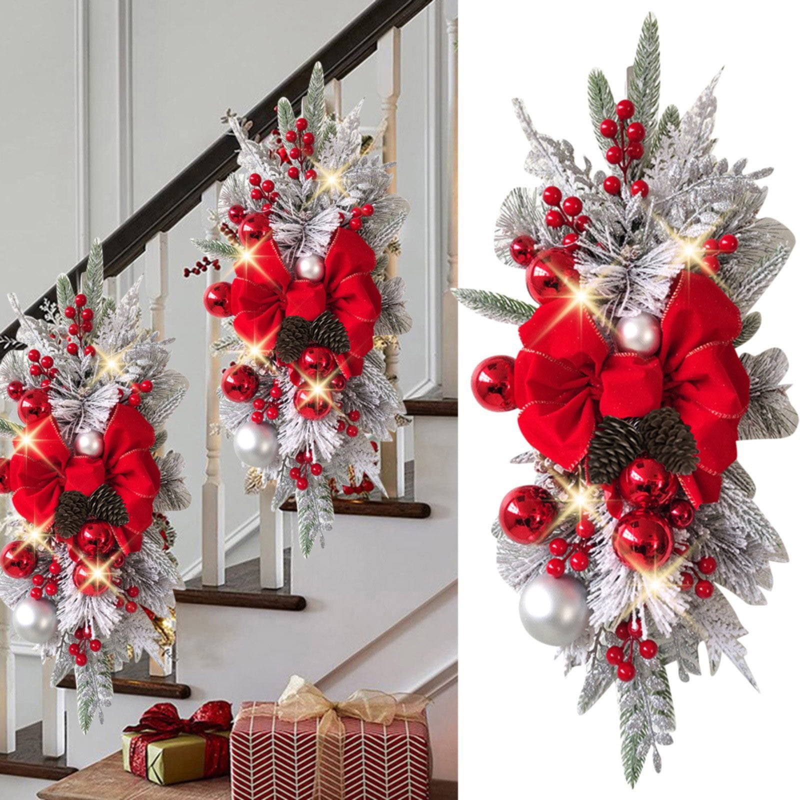 Black And Friday Deals 2024Wreath,Cordless Prelit Stairway Trim