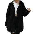 thumbnail image 1 of Black And Friday Deal 50% Off Clear!Winter Long Coats for Women, Women Solid Color Hooded Loose Double-Sided Plush Buttonless Cardigan Jacket Gifts Christmas Gift, 1 of 9