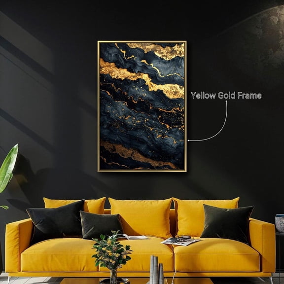Black And Gold Abstract Wall Art Marble Style Poster Luxurious Wall Decor Modern Artistic Poster Ready To Hang, Unframed Poster Size 8x12