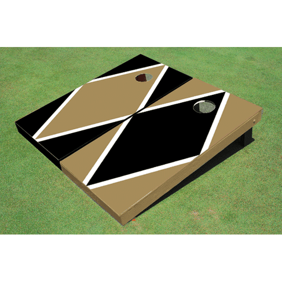 Black And Gold Alternating Diamond Custom Cornhole Board