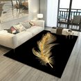 thumbnail image 1 of Black And Gold Area Rugs Large Feather Living Room Bedroom Carpet Outdoor Indoor Washable Rug 2' x 3', 1 of 6