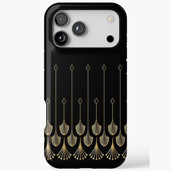 Black And Gold Art Deco Print Style iPhone Case 17 16 15 14 13 12 11 Pro Max