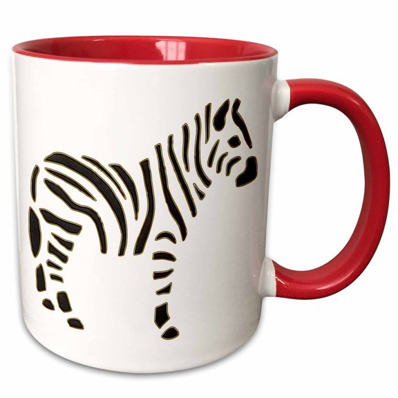 3drose, Black and Gold Effect Lined Zebra Design, 15oz Two-tone Red Mug