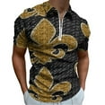 thumbnail image 1 of Black And Gold Fleur De Lis Men Zipper T-shirt Summer Casual Short Sleeve T-shirt Top, 1 of 7