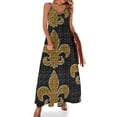 thumbnail image 1 of Black And Gold Fleur De Lis Sleeveless Dress Loose Women's Dress Dresses Luxury Evening Dresses, 1 of 9