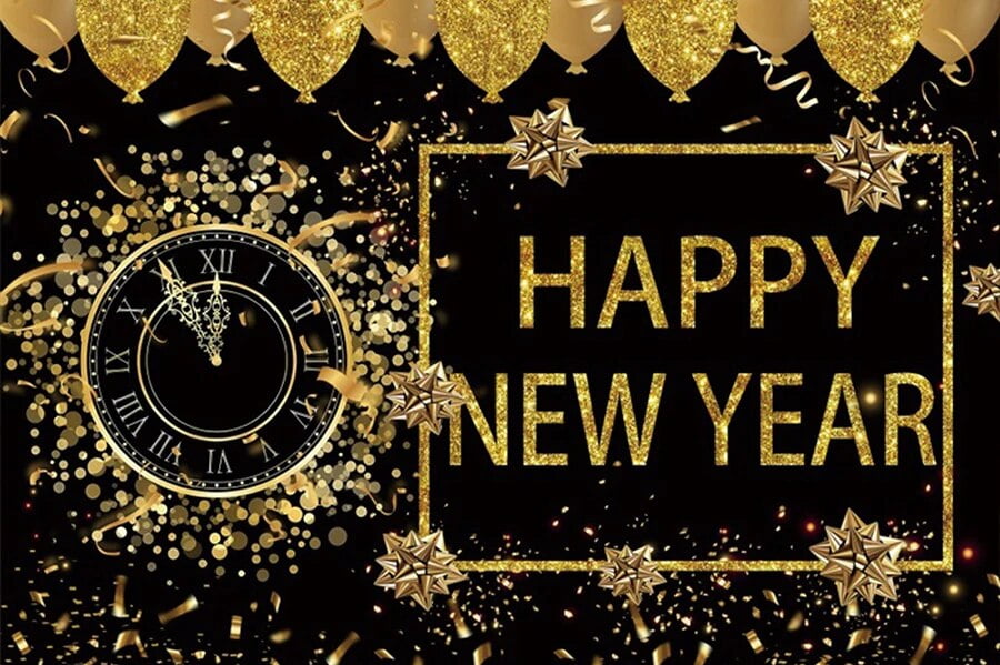 Black And Gold Happy New Year Backdrop Golden Sparkle Sequin New Year ...