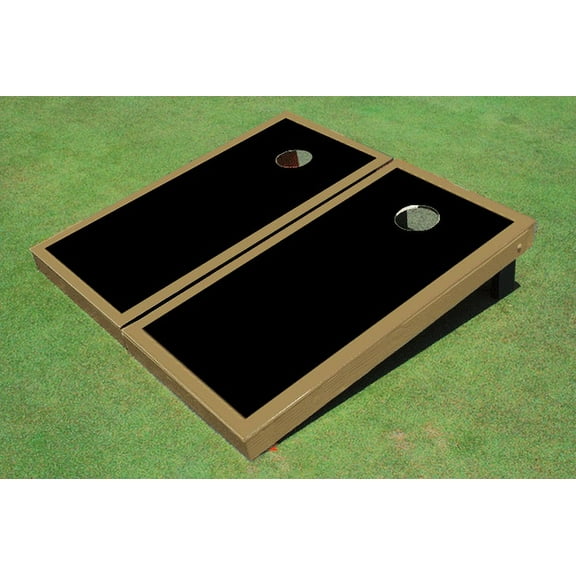 Black And Gold Matching Border Custom Cornhole Board